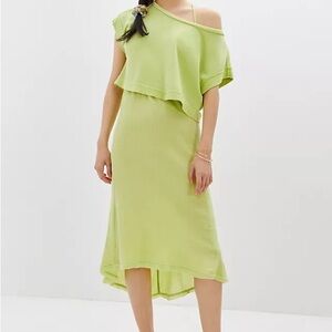 Anthropologie Daily Practice Bright Green 2 Piece Dress Size L/XL